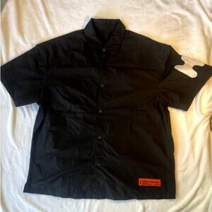 Heron Preston Spray Bowling Button Up Shirt Mens Large Black
